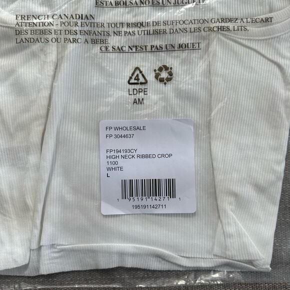 Free People High-Neck Ribbed Crop White Size L New - Picture 5 of 7